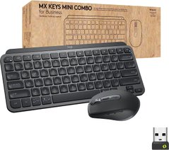 Комплект Клавіатура Logitech MX Keys Mini Combo for Business Wireless Mouse and Keyboard Combo us/ansi Graphite (920-011061), Темно-сірий