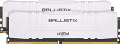 Оперативная память Crucial 16 GB (2x8GB) DDR4 3200 MHz Ballistix White (BL2K8G32C16U4W), DDR4, 16 Гб, 2, Поддержка профиля XMP, Отсутствует