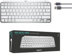 Клавіатура Logitech MX Keys Mini Illuminated TKL Wireless Bluetooth Scissor Keyboard Pale Gray us/ansi (920-010473), Сріблястий