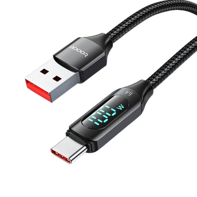 Кабель Toocki USB-A - Type-C PD 100W 6A, 2м, LED дисплей (728953682066)