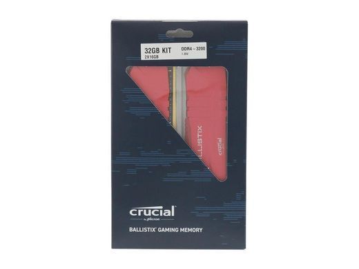 Оперативна пам'ять Crucial DDR4-3200 32768MB PC4-25600 (Kit of 2x16384) Ballistix Red (BL2K16G32C16U4R), DDR4, 32 Гб, 2, Охолодження модуля, Відсутня