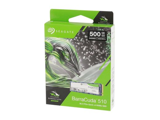 SSD Seagate Barracuda 510 SSD 500GB NVMe M.2 2280 PCIe 3.0 x4 3D NAND TLC (ZP500CM3A001), Черный