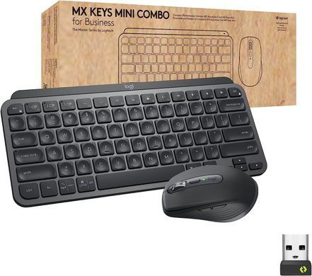 Комплект Клавиатура Logitech MX Keys Mini Combo for Business Wireless Mouse and Keyboard Combo ESP Graphite (920-011053)