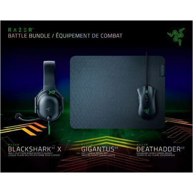 Миша+гарнітура+килимок Razer Battle Bundle (Razer DeathAdder V2 + Razer Blackshark V2 X Black + Razer Gigantus V2 M Speed/Control) (RZ85-03240100-B3U1), 20000 dpi