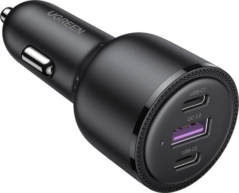 автомобільний зарядний пристрій UGREEN CD239 69W 2xUSB Type-C PD + USB-A Fast Car Charger Black (20467)