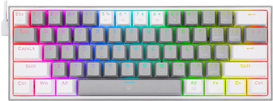 Клавіатура Redragon Fizz K617 Gray/White ENG/UKR (K617RGB-GW), Сірий-Білий, сірий-білий