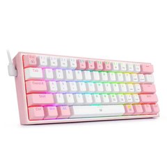 Клавіатура Redragon Fizz K617 White/Pink ENG/UKR (K617RGB-WP), Білий-Рожевий, білий-рожевий