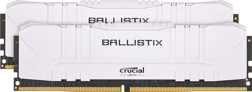 Оперативна пам'ять Crucial 16 GB (2x8GB) DDR4 3200 MHz Ballistix White (BL2K8G32C16U4W), DDR4, 16 Гб, 2, Підтримка профілю XMP, Відсутня