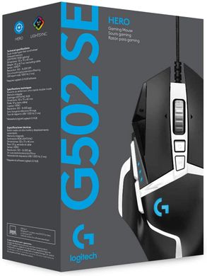 Мышь Logitech G502 SE Hero Gaming Mouse USB Black/White (910-005729) Open Box, Черный, 16000 dpi