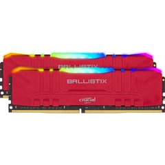 Оперативная память Crucial DDR4-3200 32768MB PC4-25600 (Kit of 2x16384) Ballistix RGB Red (BL2K16G32C16U4RL), DDR4, 32 Гб, 2, Поддержка профиля XMP, Присутствует