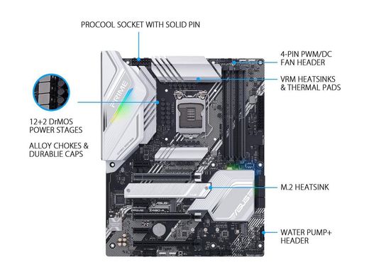 Материнская плата Asus Prime Z490-A (s1200, Intel Z490, PCI-Ex16)