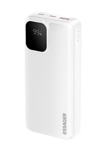 Зовнішній акумулятор (павербанк) ESSAGER 20000mAh Power Bank &ndash; 22.5W Fast Charge + Built-in Cable + LED Display White (EDY2W-ZD02-Z)