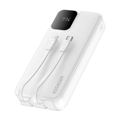 Зовнішній акумулятор (павербанк) ESSAGER 20000mAh Power Bank &ndash; 22.5W Fast Charge + Built-in Cable + LED Display White (EDY2W-ZD02-Z)