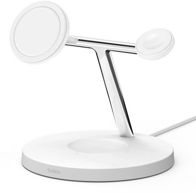 Док-станция Belkin BOOST CHARGE PRO 3-in-1 Wireless Charger with MagSafe White (WIZ009vfWH)