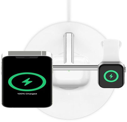 Док-станция Belkin BOOST CHARGE PRO 3-in-1 Wireless Charger with MagSafe White (WIZ009vfWH)