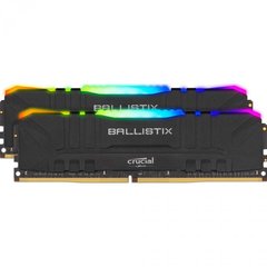 Оперативная память Crucial DDR4-3200 32768MB PC4-25600 (Kit of 2x16384) Ballistix RGB Black (BL2K16G32C16U4BL), DDR4, 32 Гб, 2, Поддержка профиля XMP, Присутствует