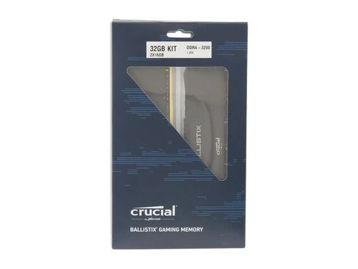 Оперативная память Crucial DDR4-3200 32768MB PC4-25600 (Kit of 2x16384) Ballistix Black (BL2K16G32C16U4B) - б/у, DDR4, 32 Гб, 2, Охлаждения модуля, Отсутствует
