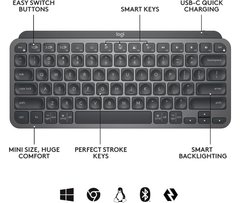 Клавиатура Logitech MX Keys Mini Illuminated Graphite us/ansi (920-010388), Черный