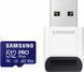 Карта памяти Samsung 512 GB microSDXC UHS-I U3 V30 A2 PRO Plus 2023 + Reader (MB-MD512SB)