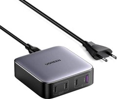 Сетевое зарядное устройство UGREEN CD328 GaN 100W 1xUSB-A 3-USB-C PD3.0 QC4.0 Wall Charger Gray (90928)