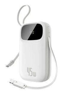 Внешний аккумулятор (Power Bank) Baseus EnerFill FC31 Qpow 3 Digital Display Power Bank with Built-in USB-C + iP Cable 10000mAh 45W Moon White (E0028C01)