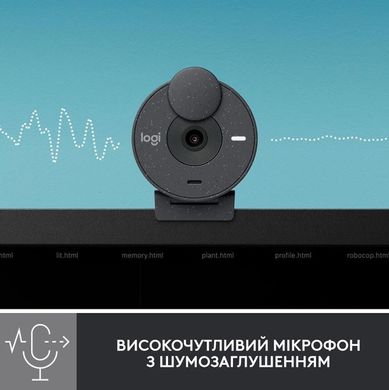 Веб-камера Logitech Brio 300 FHD Graphite (960-001436) Open Box, Сірий, Сірий