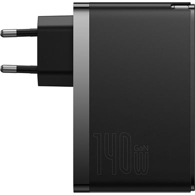 Сетевое зарядное устройство Baseus GaN5 Pro Fast Charger 2C+U 140W Black w/Type-C to Type-C cable (CCGP100201)