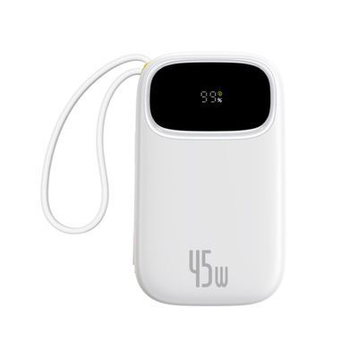 Внешний аккумулятор (Power Bank) Baseus EnerFill FC31 Qpow 3 Digital Display Power Bank with Built-in USB-C + iP Cable 10000mAh 45W Moon White (E0028C01)