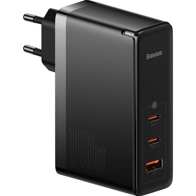 Мережевий зарядний пристрій Baseus GaN5 Pro Fast Charger 2C+U 140W Black w/Type-C to Type-C cable (CCGP100201)