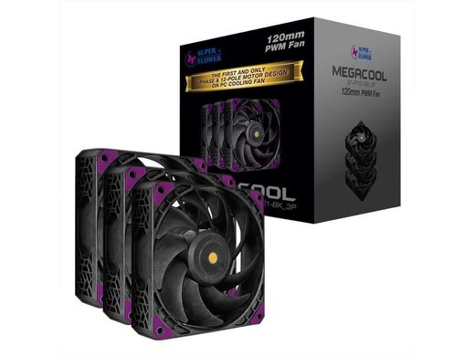 Кулер Super Flower MEGACOOL 120mm Triple-Pack PWM fan SF-PF121-BK_3P, В наявності