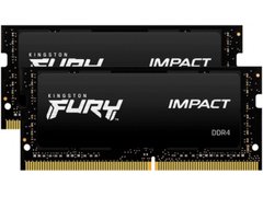 Оперативная память Kingston FURY Impact 32 GB (2 x 16 GB) SO-DIMM DDR4 3200 MHz (RFIB4-32C20K2/32), DDR4, 32 Гб, 2, Поддержка профиля XMP, Отсутствует