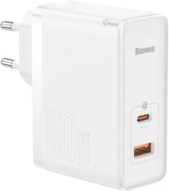 Мережевий зарядний пристрій Baseus GaN5 Pro Fast Charger Type-C+USB 100W White (CCGP090202)