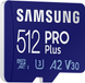 Карта памяти Samsung 512 GB microSDXC UHS-I U3 V30 A2 PRO Plus + Reader (MB-MD512KB)