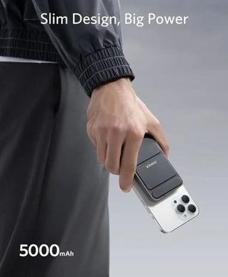 Зовнішній акумулятор (павербанк) Anker 622 Magnetic Wireless Portable Charger MagGo with PopSockets 5000mAh Black (A1612011)
