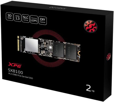 SSD ADATA XPG SX8100 2TB M.2 2280 PCIe Gen3x4 3D NAND TLC (ASX8100NP-2TT-C), Чорний