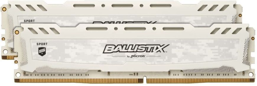 Оперативная память Crucial DDR4-3000 32768MB (Kit of 2x16384) Ballistix White (BLS2K16G4D30AESC), DDR4, 32 Гб, 2, Охлаждения модуля, Отсутствует