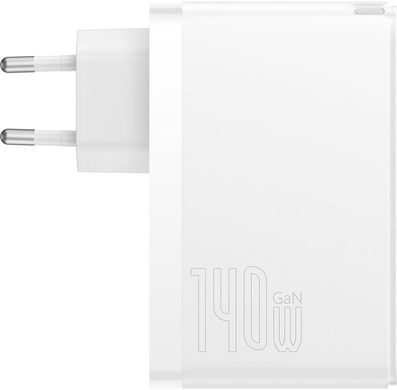 Сетевое зарядное устройство Baseus GaN5 Pro Fast Charger 2C+U 140W White w/Type-C to Type-C cable (CCGP100202)