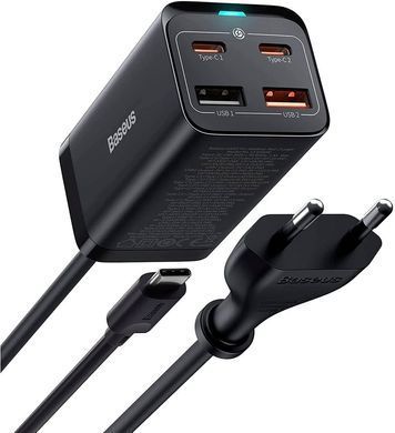 Мережевий зарядний пристрій Baseus Wall Charger GaN3 Pro 2xUSB 2xType-C 65W Black with USB-C (CCGP040101)