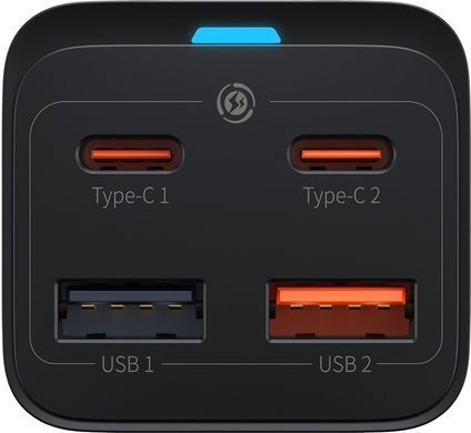 Мережевий зарядний пристрій Baseus Wall Charger GaN3 Pro 2xUSB 2xType-C 65W Black with USB-C (CCGP040101)