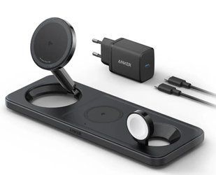Док-станция Anker Foldable 3-in-1 Wireless Charging Qi2 15W Ultra-Fast 40W USB-C Charger Black (A25M1)