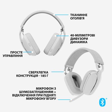 Навушники з мікрофоном Logitech Zone Vibe 100 White (981-001219)