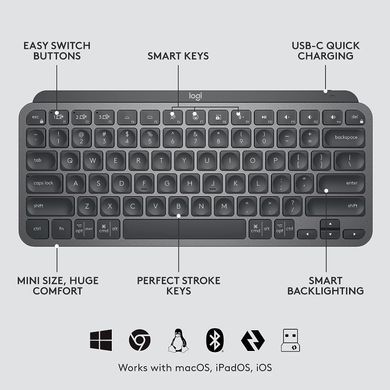Комплект Клавіатура Logitech MX Keys Mini Combo for Business Wireless Mouse and Keyboard Combo ESP/UKR Graphite (920-011053)