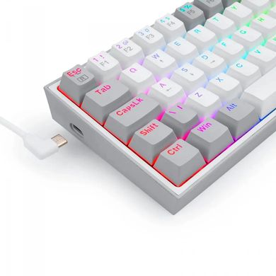 Клавіатура Redragon Fizz K617 White/Gray ENG (K617RGB-WG), Білий-Сірий, білий-сірий