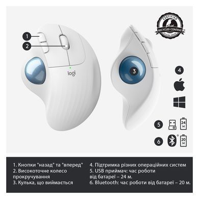Трекбол Logitech Ergo M575 Bluetooth Offwhite (910-005870)