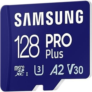 Карта памяти Samsung 128 GB microSDXC Pro Plus UHS-I U3 V30 A2 Class 10 + SD-adapter (MB-MD128SA)