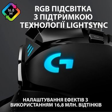 Мышь Logitech G502 Gaming Mouse HERO High Performance Black (910-005470), 16000 dpi