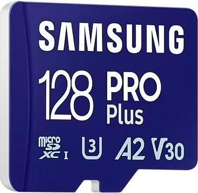 Карта памяти Samsung 128 GB microSDXC Pro Plus UHS-I U3 V30 A2 Class 10 + SD-adapter (MB-MD128SA)