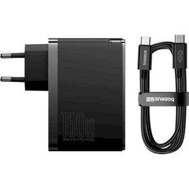 Мережевий зарядний пристрій Baseus GaN5 Pro Fast Charger 160W Black Type-C to Type-C cable (P10110825113-00)