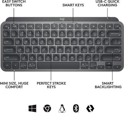 Клавиатура Logitech MX Keys Mini Illuminated us/ansi Graphite (920-010498)