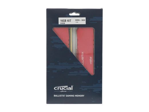 Оперативная память Crucial DDR4-3600 16384MB PC4-28800 (Kit of 2x8192) Ballistix Red (BL2K8G36C16U4R), DDR4, 16 Гб, 2, Поддержка профиля XMP, Отсутствует